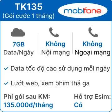 Sim Mobifone Data 4G TK135