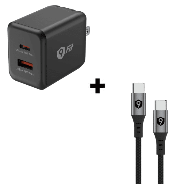 Bộ Combo cáp sạc 9Fit 35W Type-C to Type-C màu đen