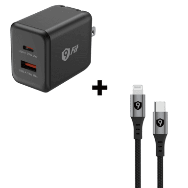 Bộ Combo cáp sạc 9Fit 35W Type-C to Lightning màu đen