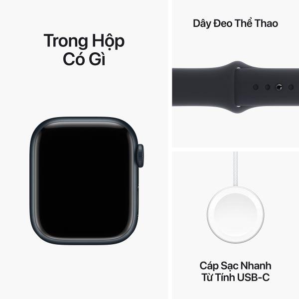 Apple Watch Series 9 45mm (GPS) Viền nhôm - Dây cao su size M/L