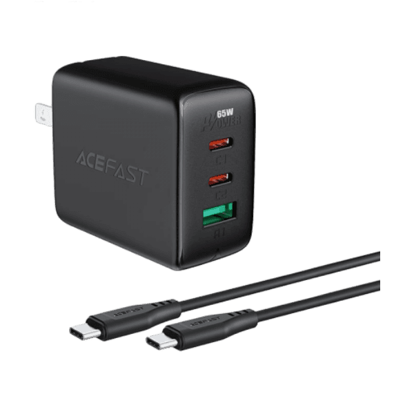 Bộ sạc Acefast PD3.0 65W 3 cổng USB-C + USB-C + USB-A (US) A15