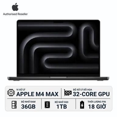 MacBook Pro 2024 14-inch M4 Max 14‑Core CPU | 32‑Core GPU 36GB/1TB Chính Hãng
