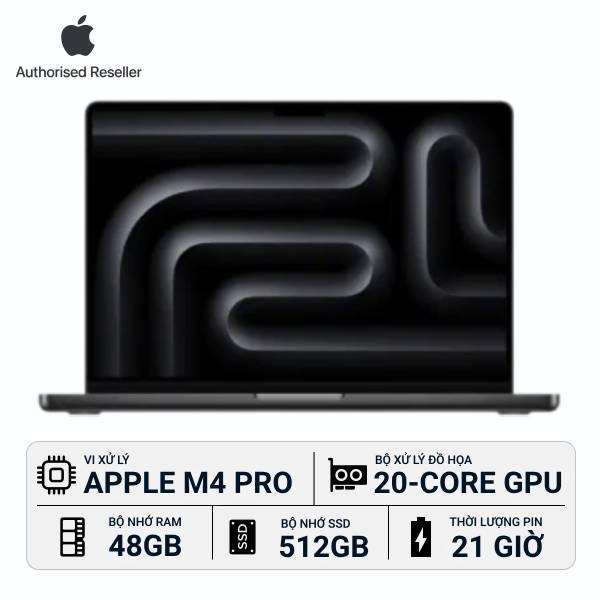 MacBook Pro 2024 16-inch M4 Pro 14‑Core CPU | 20‑Core GPU 48GB/512GB Chính Hãng