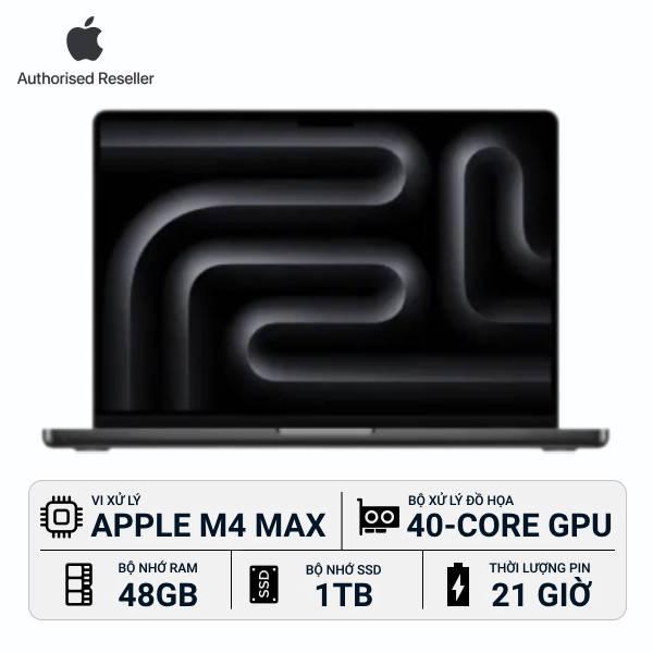 MacBook Pro 2024 16-inch M4 Max 16‑Core CPU | 40‑Core GPU 48GB/1TB Chính Hãng