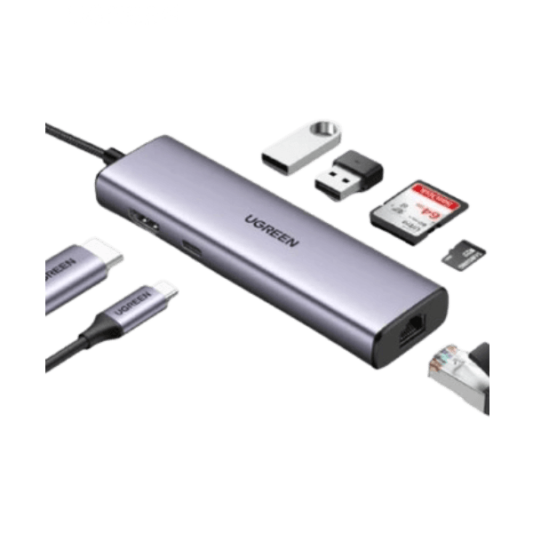 Hub chuyển đổi Ugreen 7in1 USB-C to 2x USB-A 3.0 + HDMI + RJ45 + SD&TF + PD (90568) Cũ