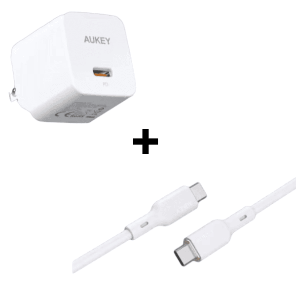 Bộ Combo cáp sạc Aukey 30W Type-C to Type-C màu trắng