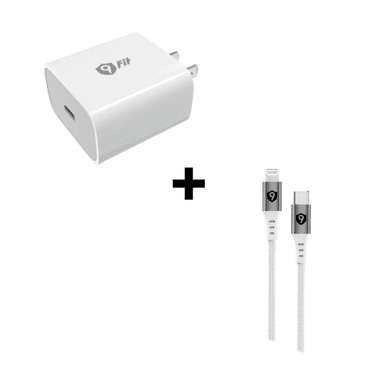 Bộ Combo cáp sạc 9Fit 20W Type-C to Lightning màu trắng
