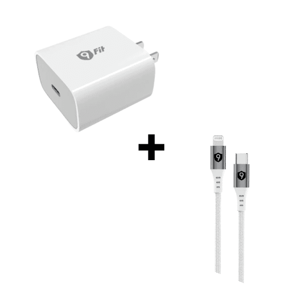 Bộ Combo cáp sạc 9Fit 20W Type-C to Lightning màu trắng
