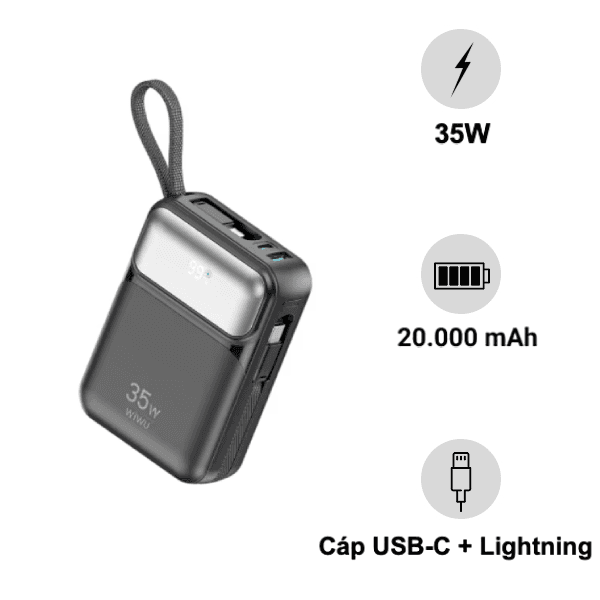 Pin sạc dự phòng WIWU 35W 20.000mAh WI-P036