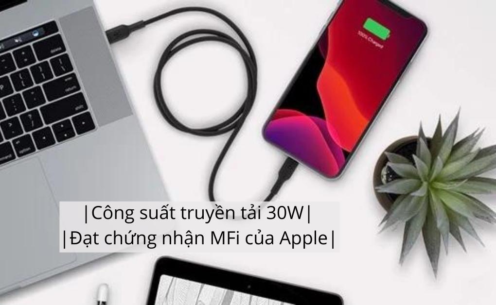 Cáp sạc C - Lightning 1m vỏ nhựa 30W Belkin