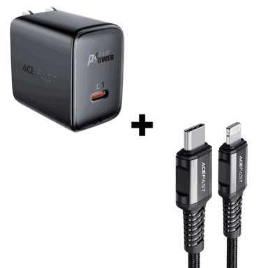 Bộ Combo cáp sạc ACEFAST 20W C - Lightning (C1-01) màu đen