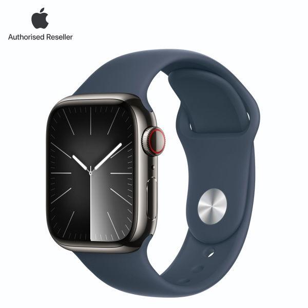 Apple Watch Series 9 41mm (LTE) Viền thép không gỉ - Dây cao su size S/M