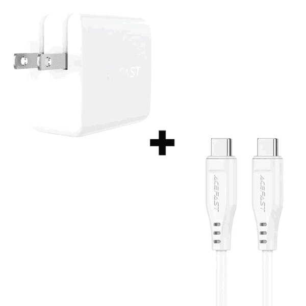 Bộ Combo cáp sạc ACEFAST 65W Type-C to Type-C màu trắng